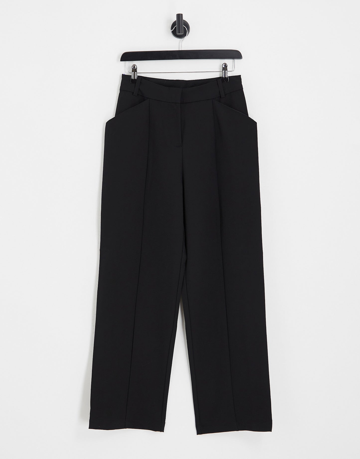 Vero Moda tailored straight leg cropped trousers with slanted pockets in black