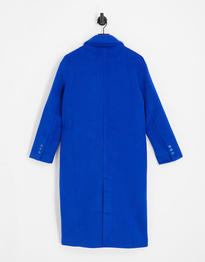 Aria Cove oversized textured longline coat in cobalt blue