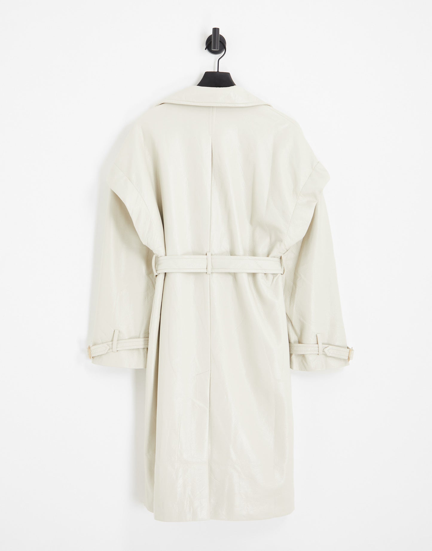 Aria Cove vegan leather drop shoulder trench coat in cream