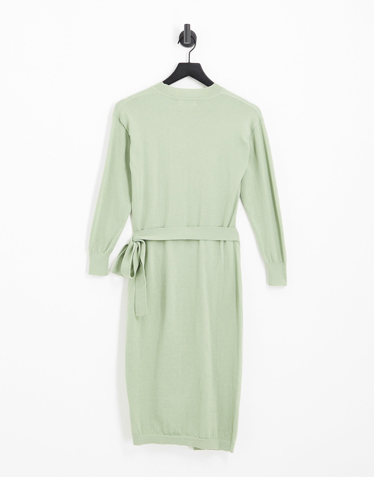 Aria Cove knitted high neck cross front midi dress in sage