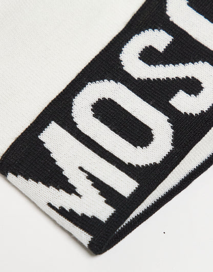 Moschino large logo beanie hat in white