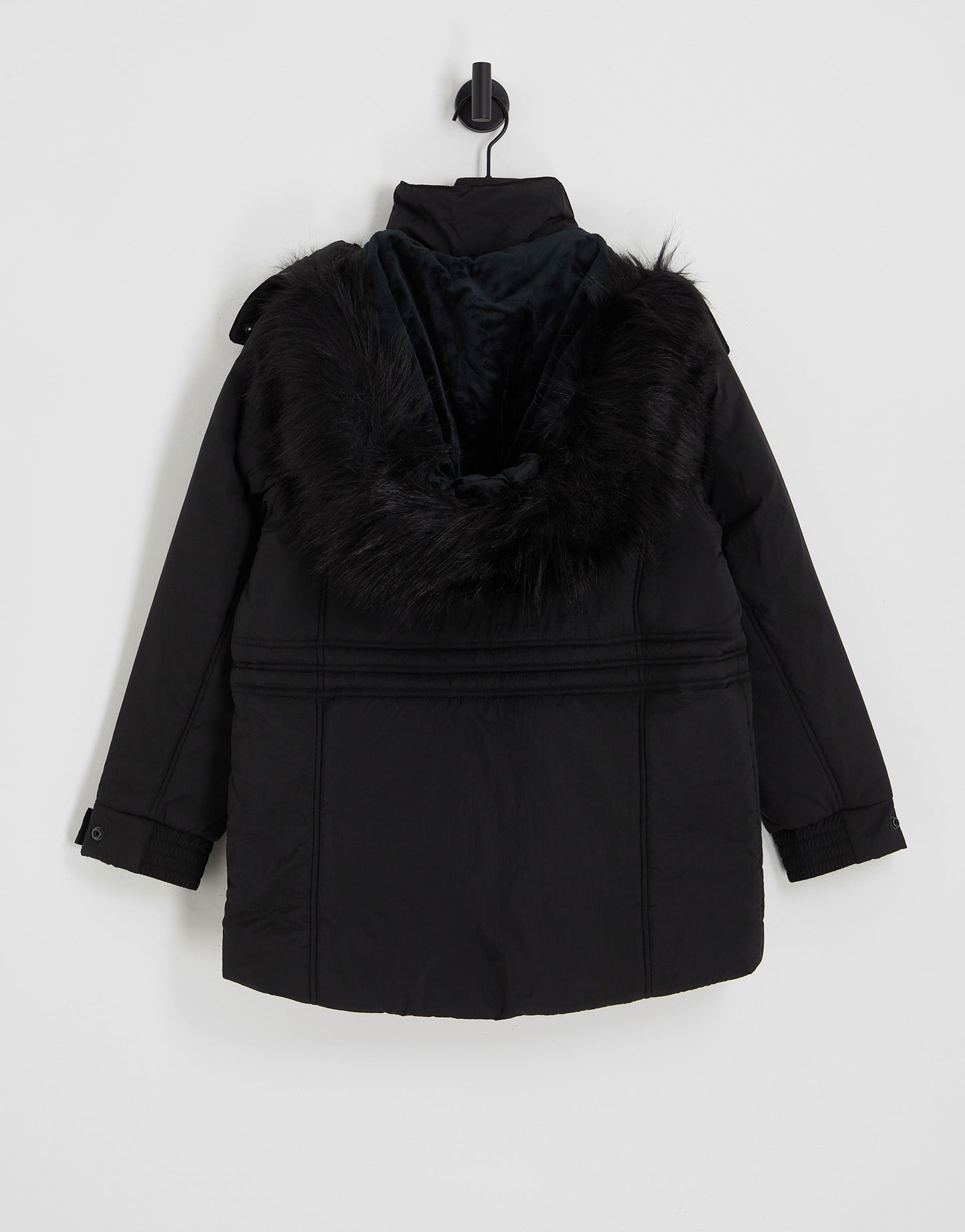 Topshop Petite Sno ski parka coat with fur hood in black