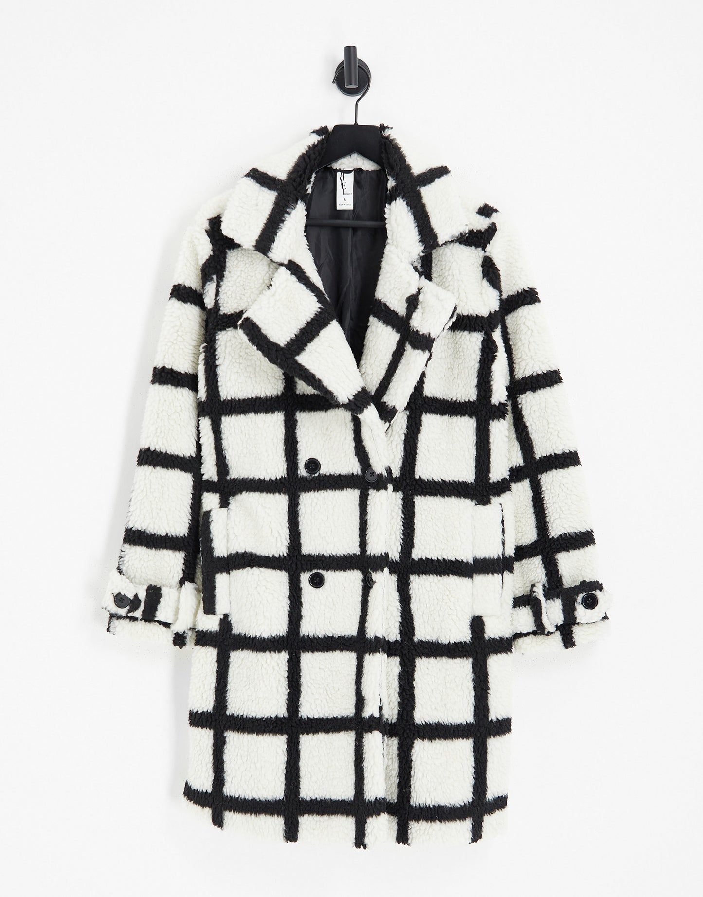 Violet Romance oversized borg coat in grid print