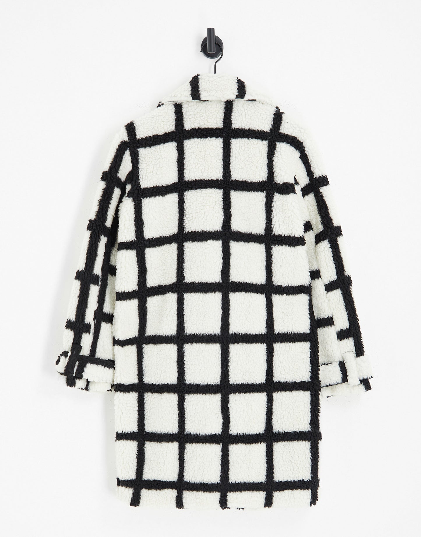 Violet Romance oversized borg coat in grid print