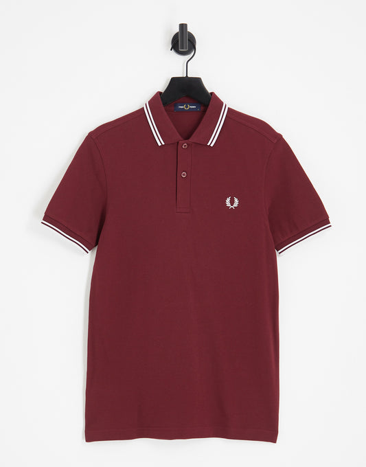 Fred Perry twin tipped logo polo in burgundy