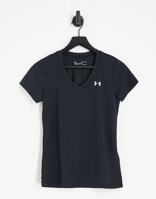 Under Armour Tech v neck t-shirt in black