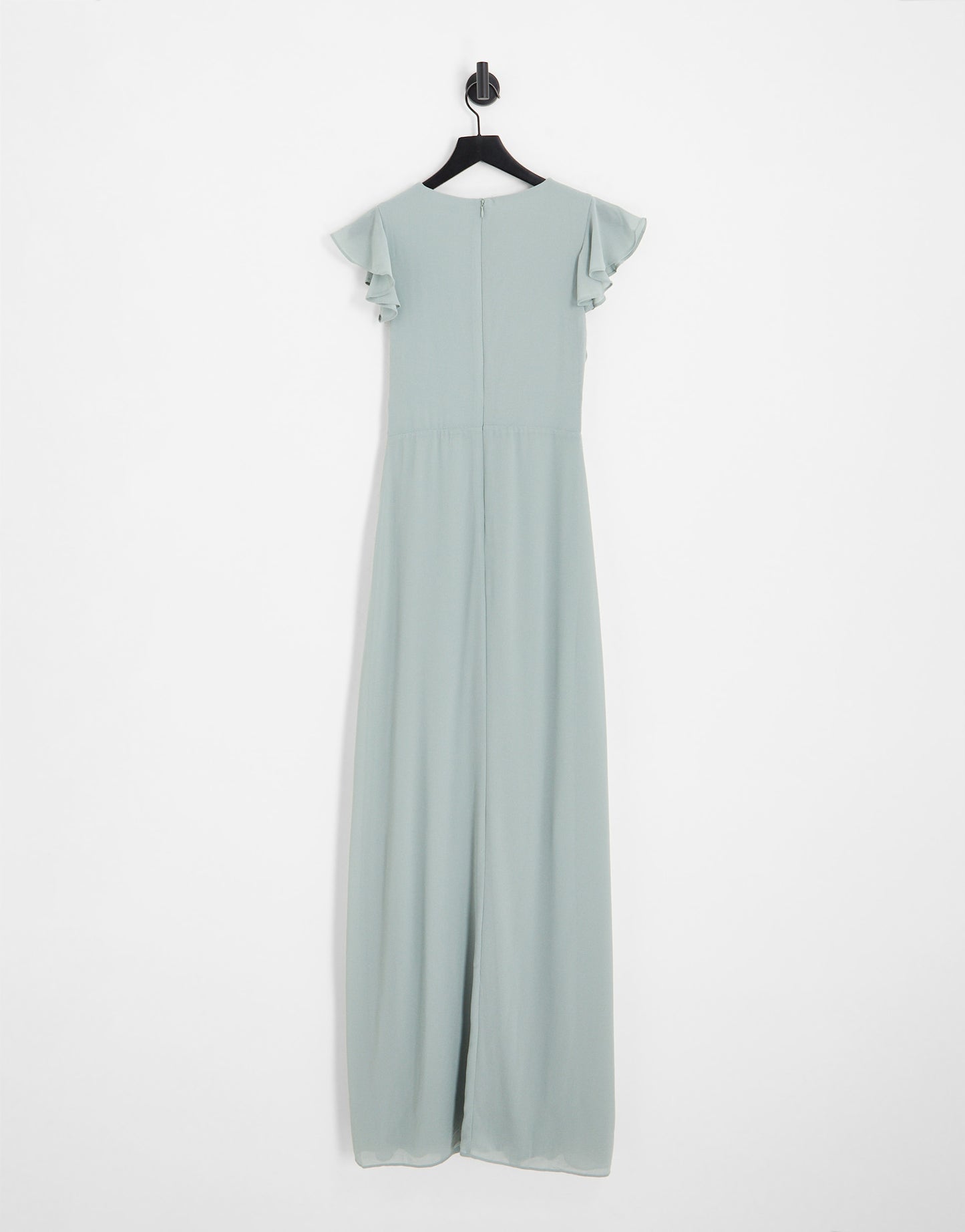 TFNC Tall Bridesmaid flutter sleeve ruffle detail maxi dress in sage