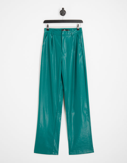 Heartbreak PU wide leg trousers in teal