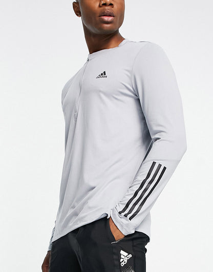 adidas Training Train 365 1/4 zip long sleeve t-shirt in grey