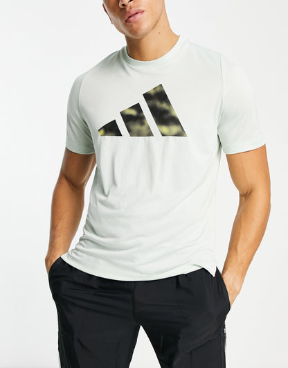 adidas Training Train Icons graphic 3 bar t-shirt in green