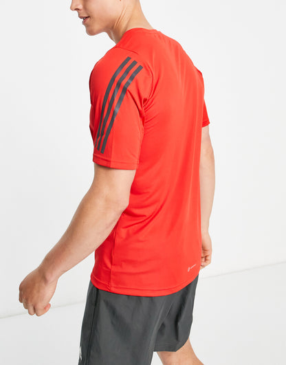 adidas Running Run Icons black stripe t-shirt in red