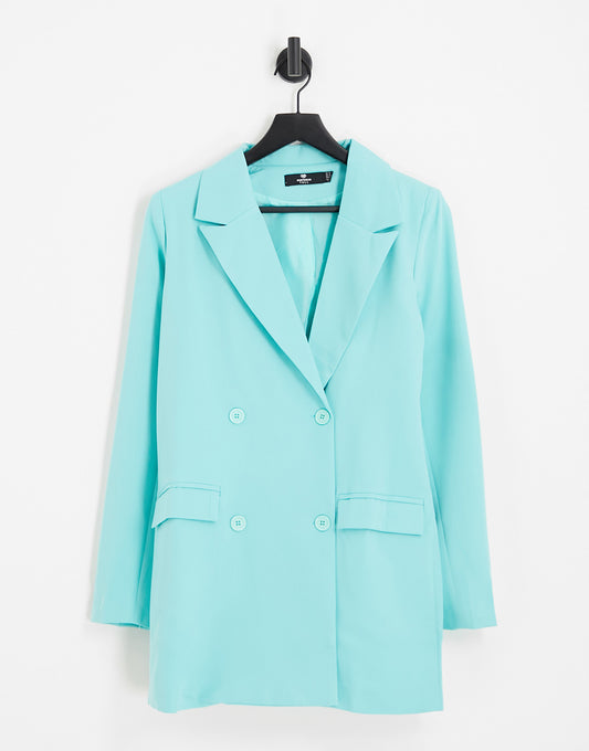 Heartbreak Tall oversized double breasted blazer co-ord in turquoise