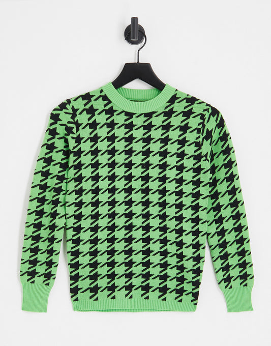 Gianni Feraud Diana dogtooth crew neck jumper co-ord in green