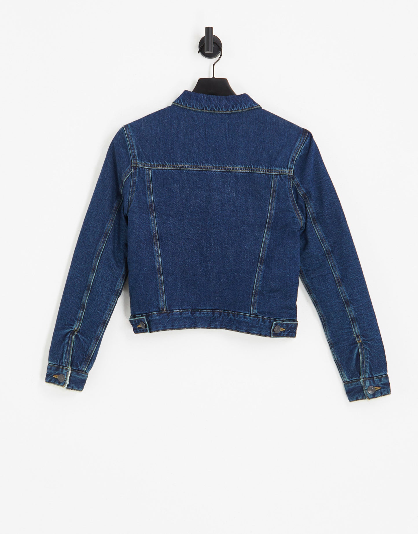 French Connection borg trim denim jacket in blue