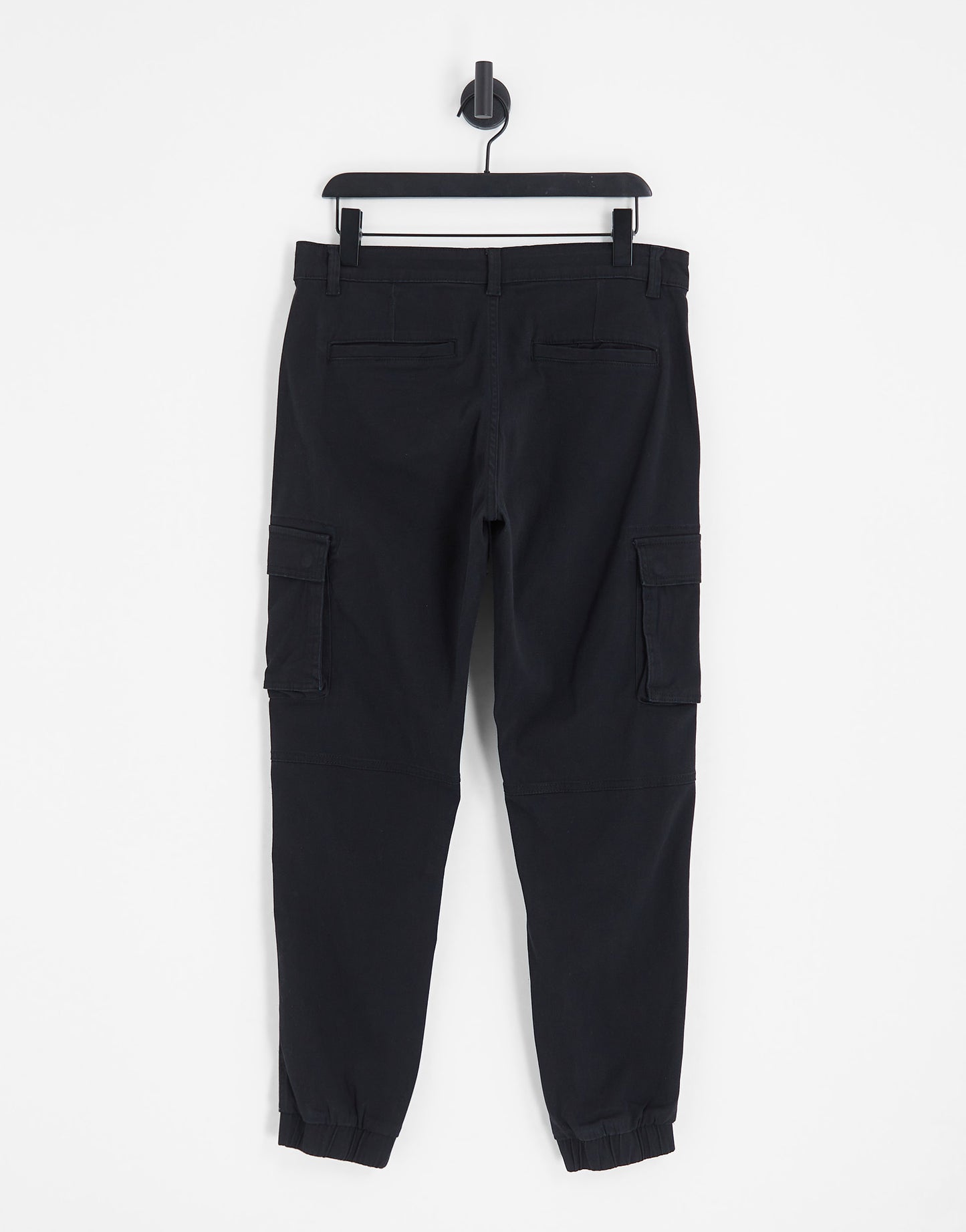 Only & Sons tapered fit cargo with cuffed bottom in black