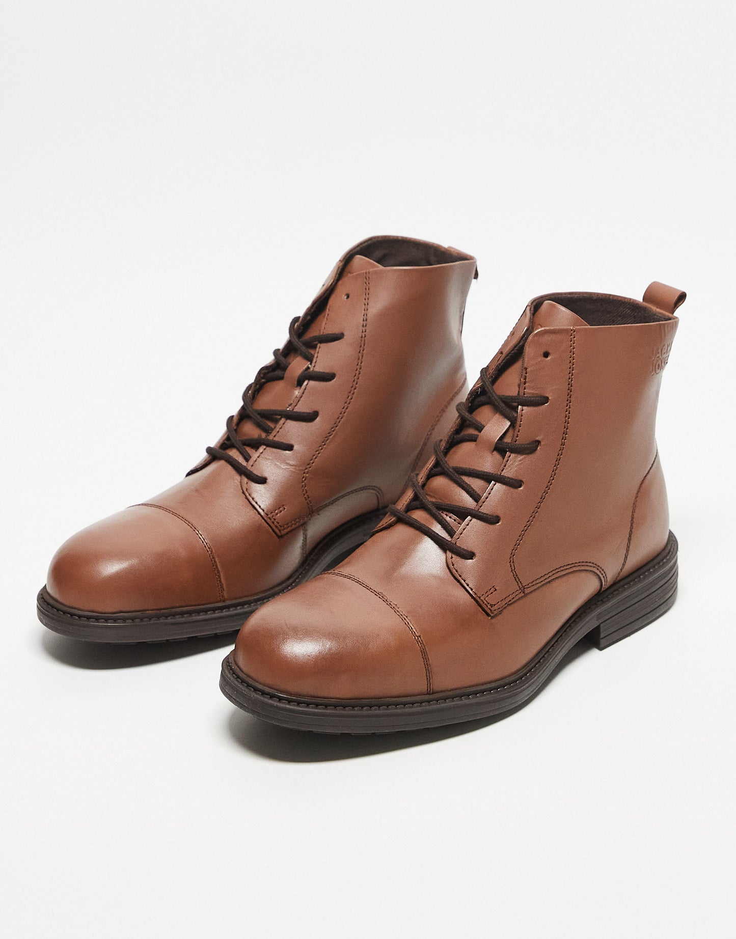 Jack and Jones classic leather boots in cognac