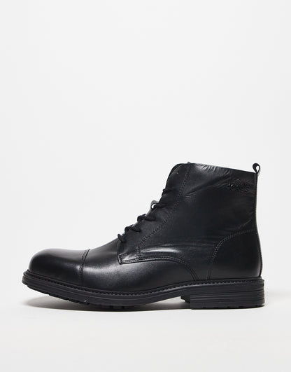 Jack and Jones classic leather boots in black