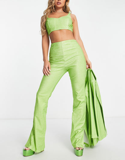 ASOS LUXE co-ord tailored trouser in glitter green