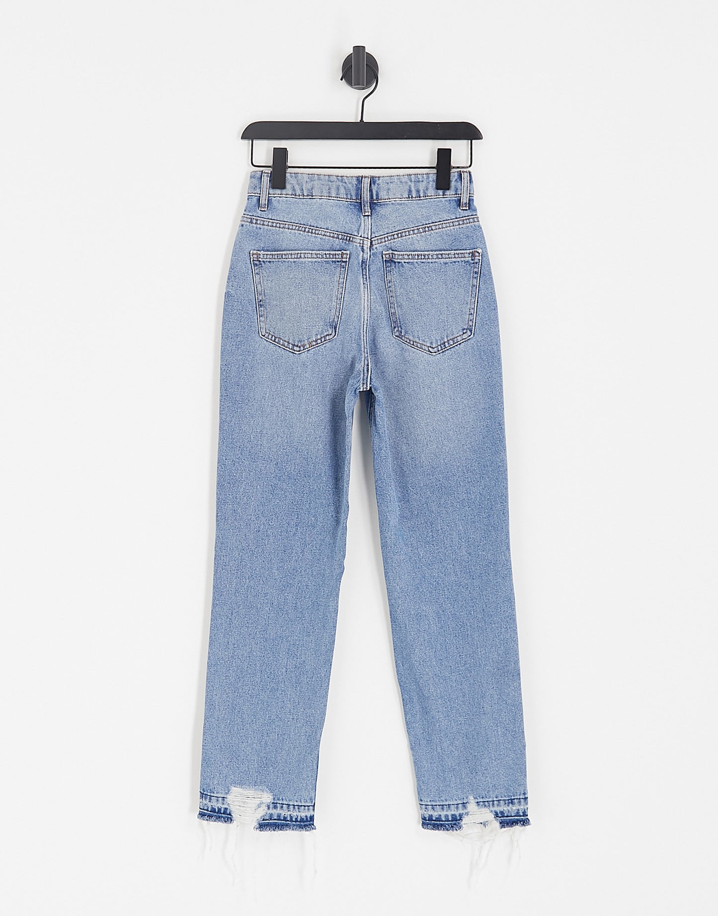 Miss Selfridge straight leg jean with fray hem in acid wash