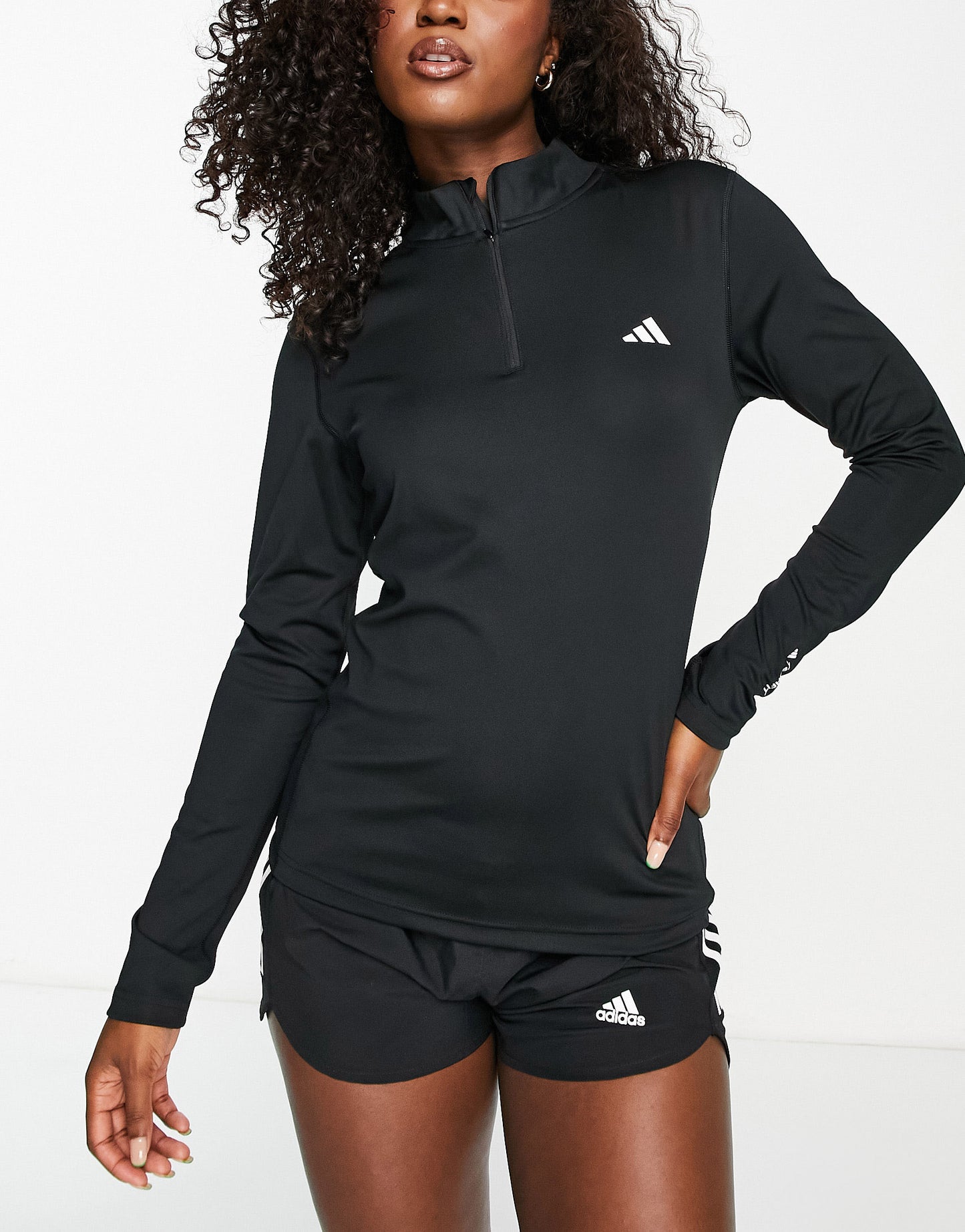 adidas Training Techfit half zip long sleeve t-shirt in black