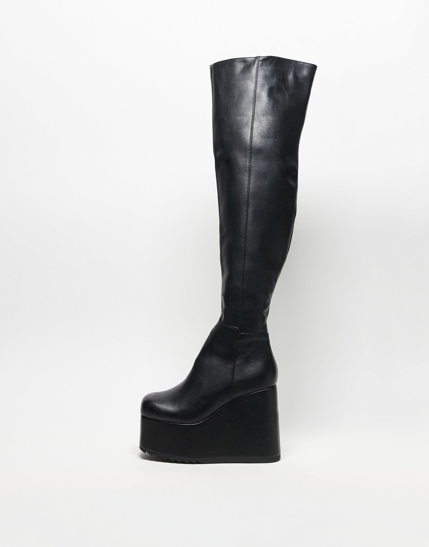 Lamoda over the knee platform wedge boots in black