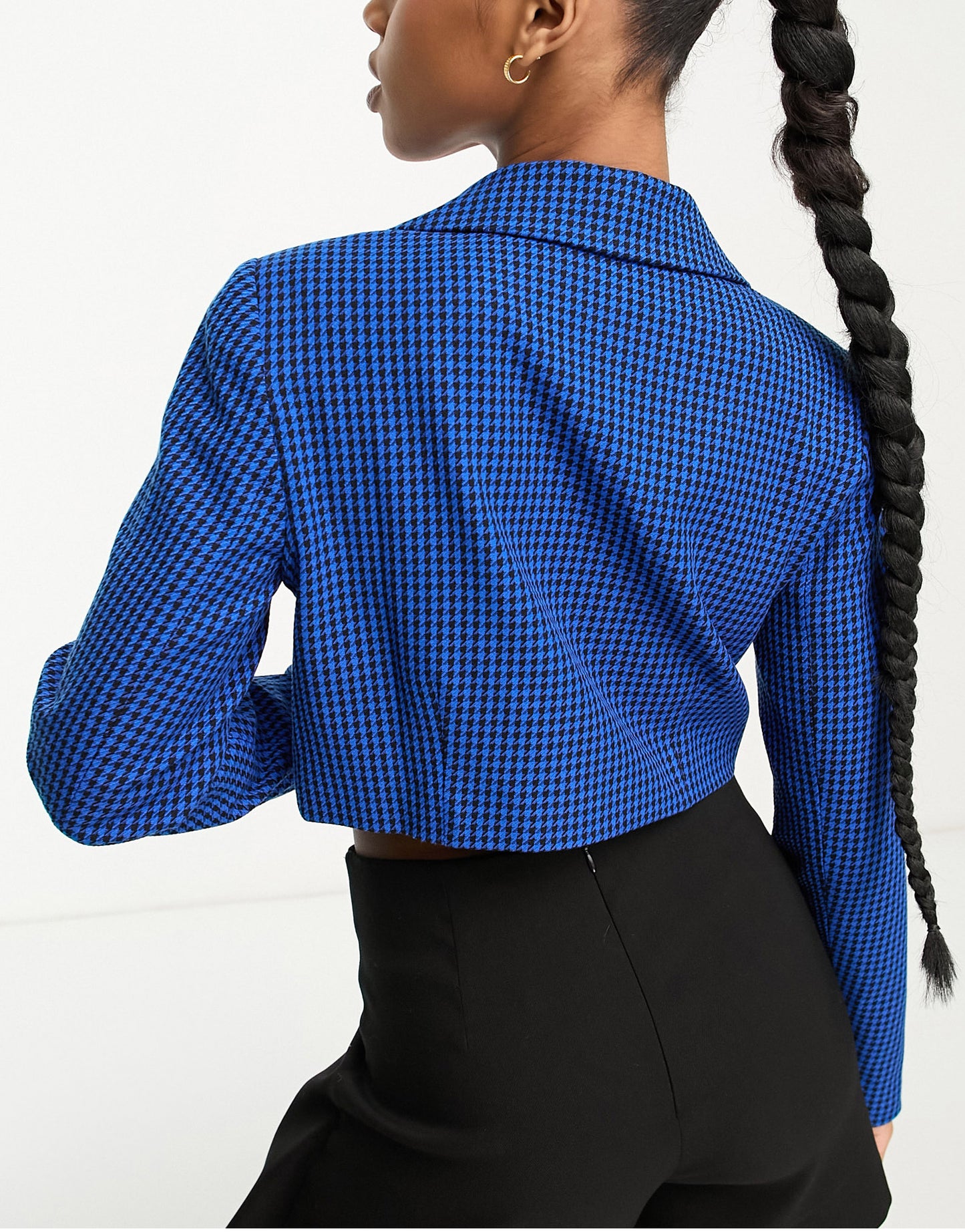 Miss Selfridge cropped blazer co-ord in blue check