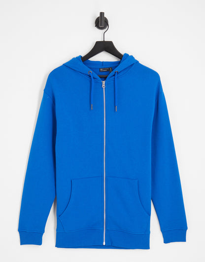 ASOS DESIGN oversized zip through hoodie in cobalt