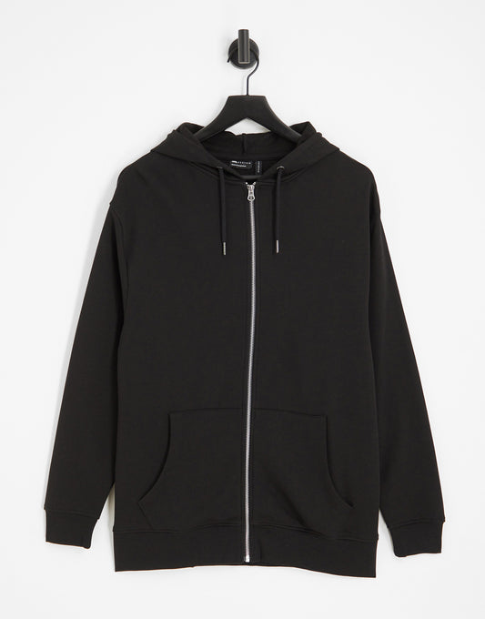 ASOS DESIGN oversized zip through hoodie in black