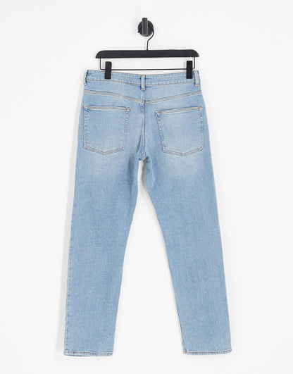 ASOS DESIGN stretch slim jeans in light wash blue