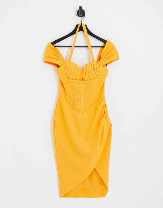 Lavish Alice wrap detail bardot midi dress in mango