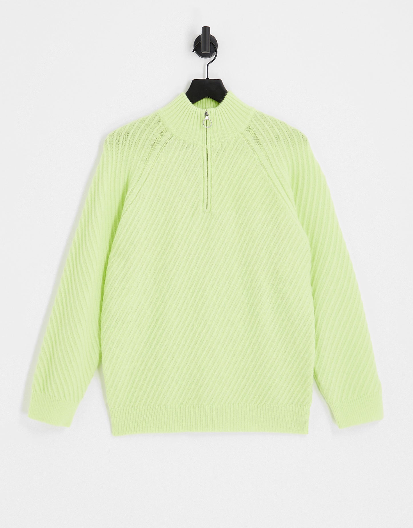 Topman knitted 1/4 zip with texture in green