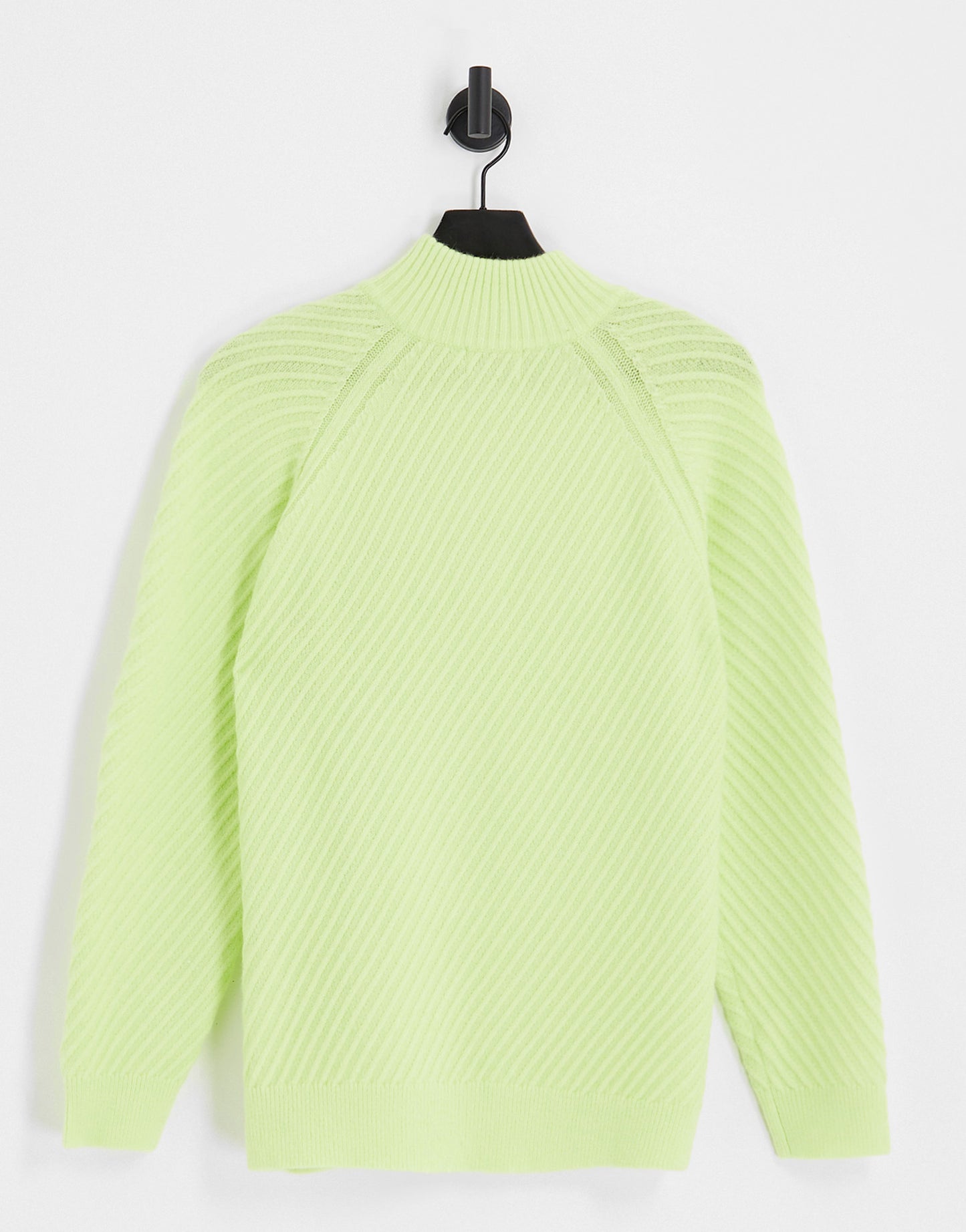 Topman knitted 1/4 zip with texture in green