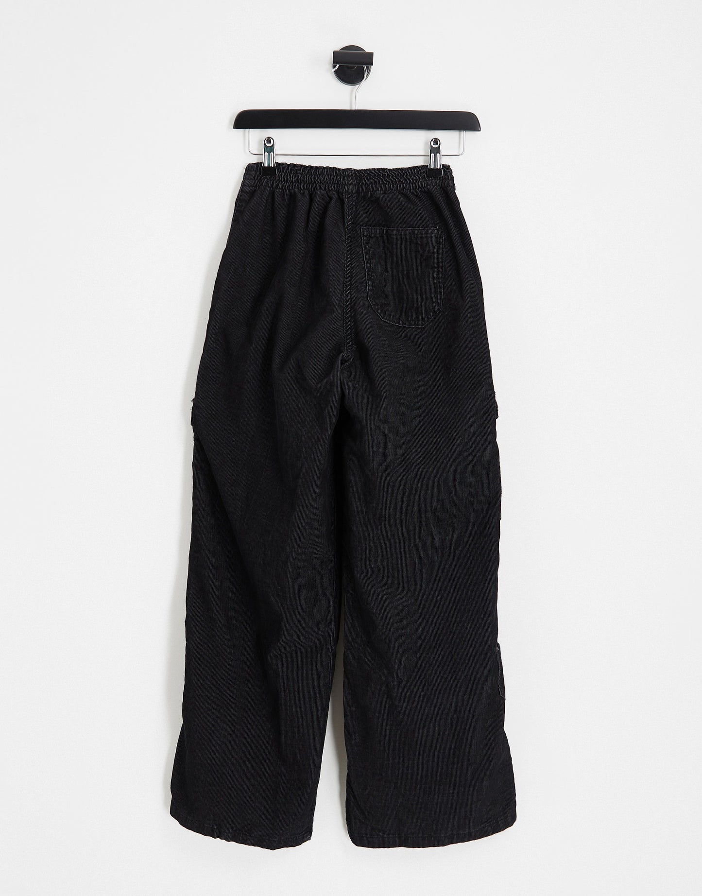 Topshop Petite cord utility straight leg trouser in black