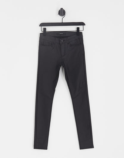 Vero Moda Petite coated skinny jeans in black