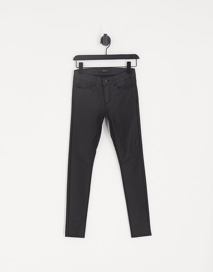 Vero Moda Petite coated skinny jeans in black