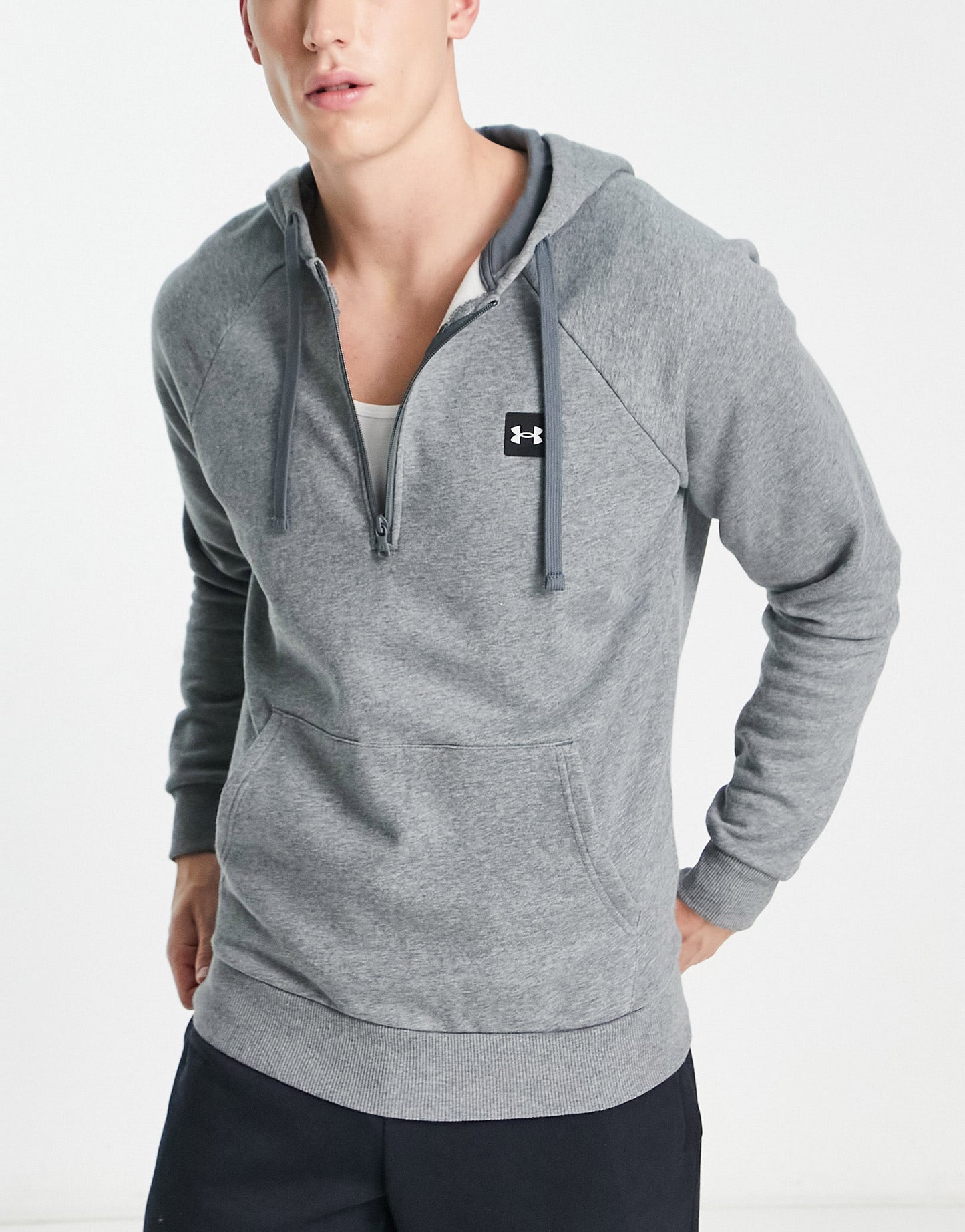 Under Armour Training Rival fleece 1/2 zip hoodie in gray