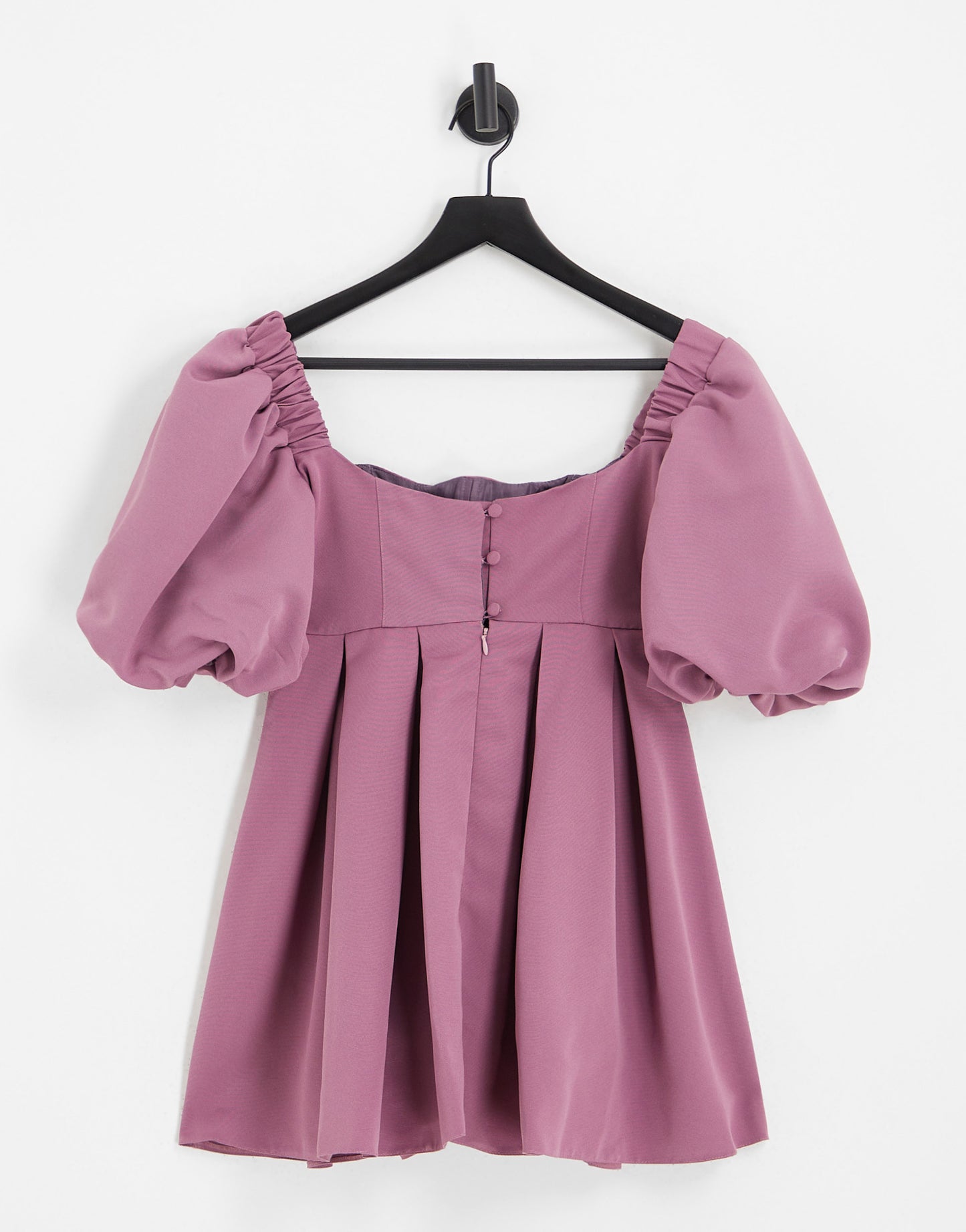 ASOS DESIGN petite structured prom mini dress with curved neckline detail in mauve