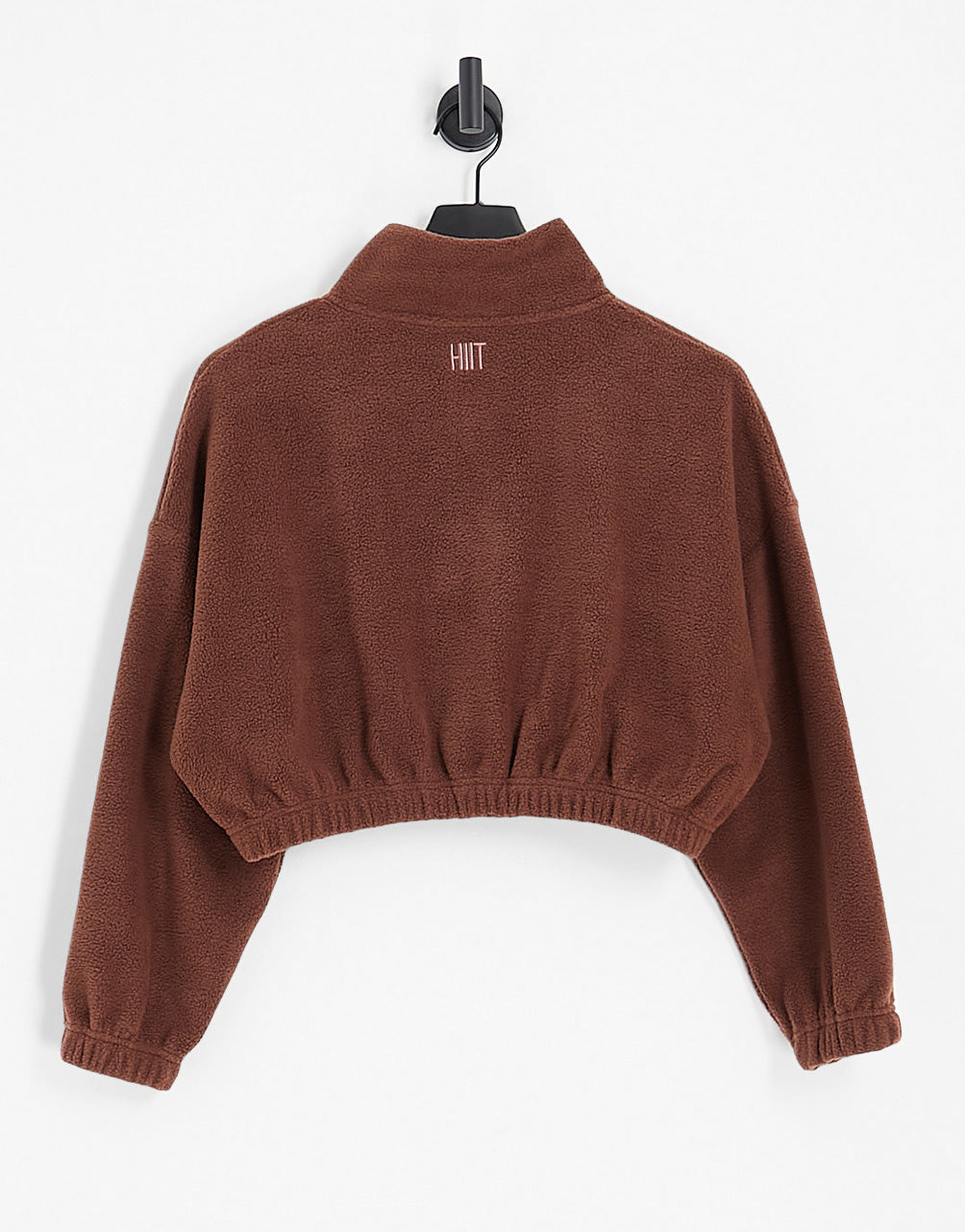 HIIT crop zip through in fleece in brown