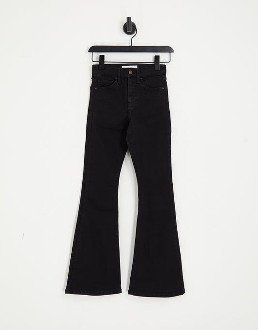 Topshop Petite  high rise Jamie flare jeans in black