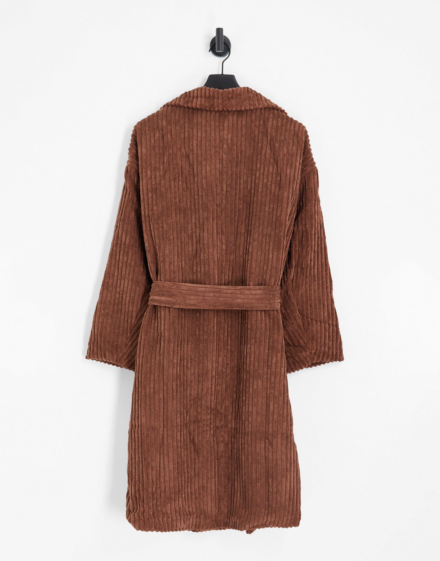 Daisy Street Plus midi corduroy coat with tie wrap waist in chocolate