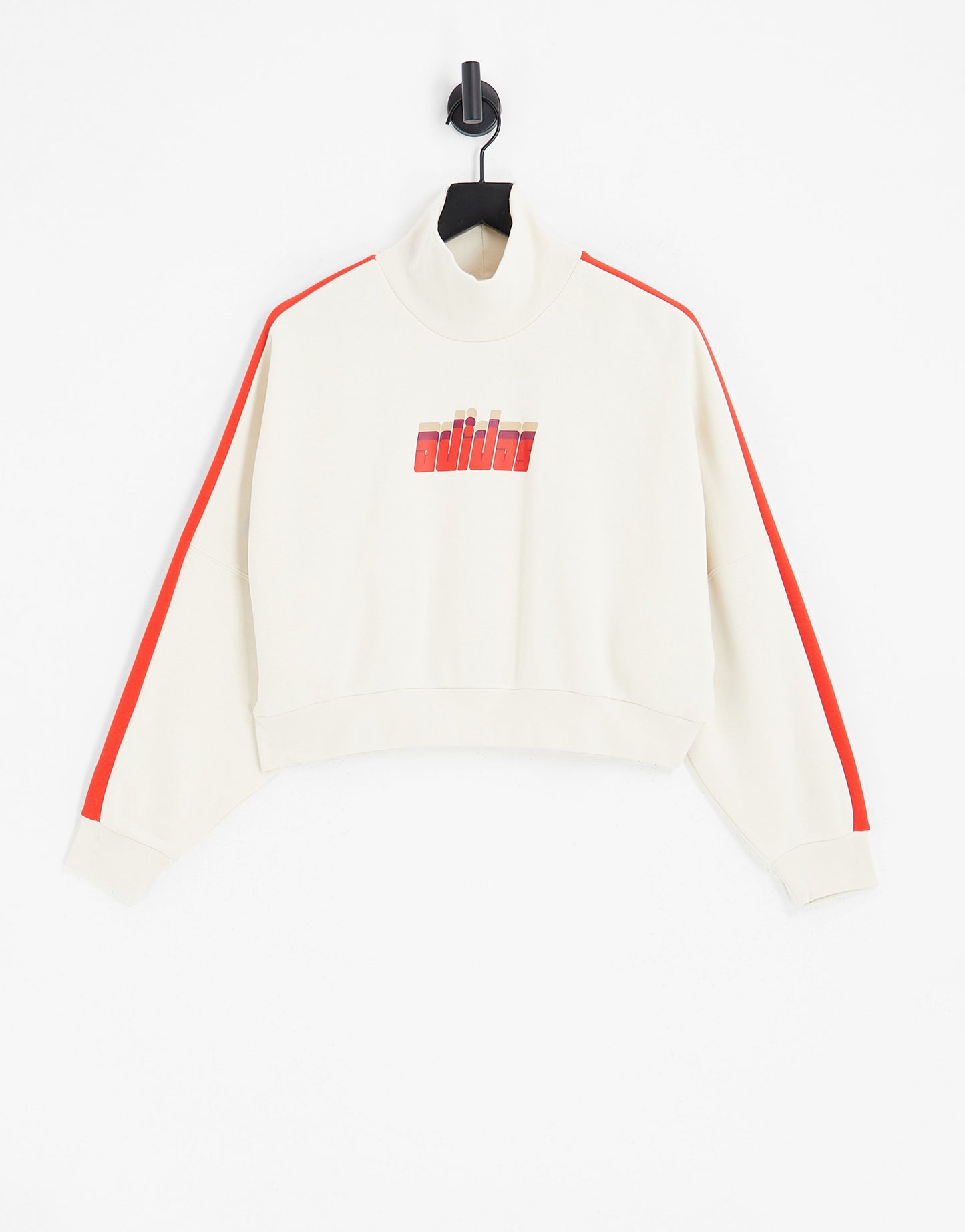 adidas Originals 'ski chic' retro high neck sweatshirt in oatmeal and red