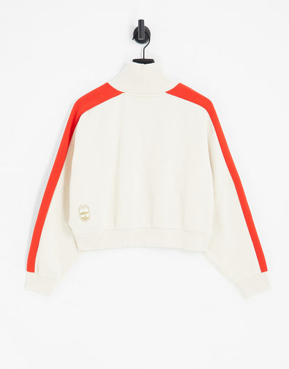 adidas Originals 'ski chic' retro high neck sweatshirt in oatmeal and red