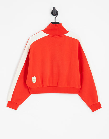 adidas Originals 'ski chic' retro high neck sweatshirt in red