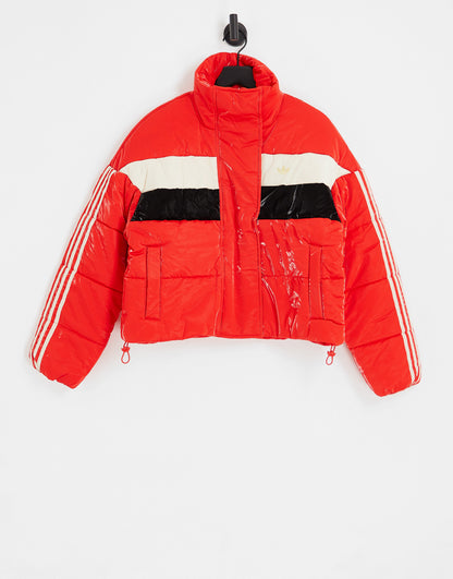 adidas Originals 'ski chic' puffer jacket in red