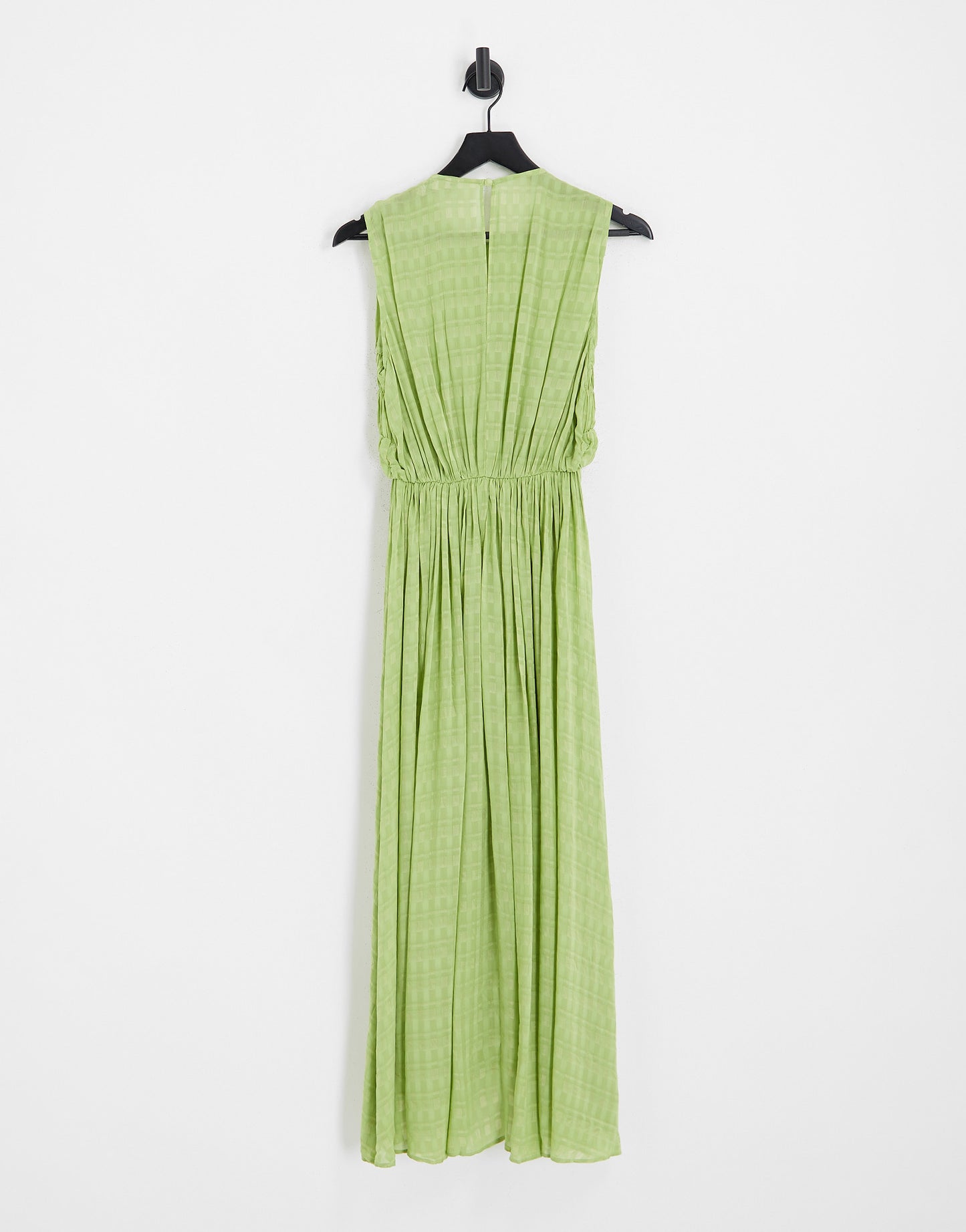 ASOS DESIGN gathered textured high low midi dress in pistachio