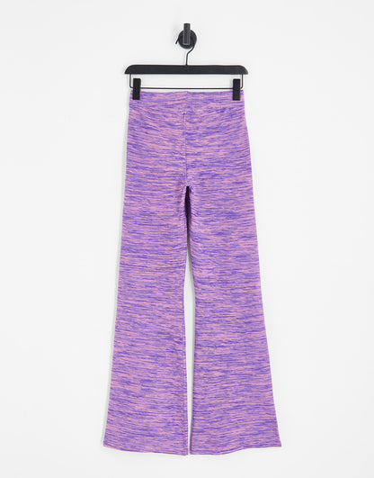 Only space dye flared trousers co-ord in purple