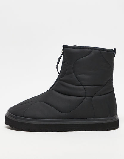 ASOS DESIGN Avenue padded zip front boots in black