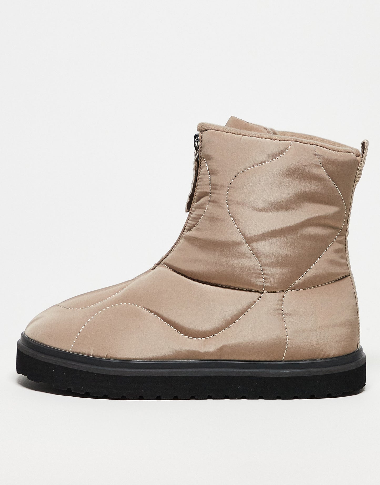 ASOS DESIGN Avenue padded zip front boots in taupe