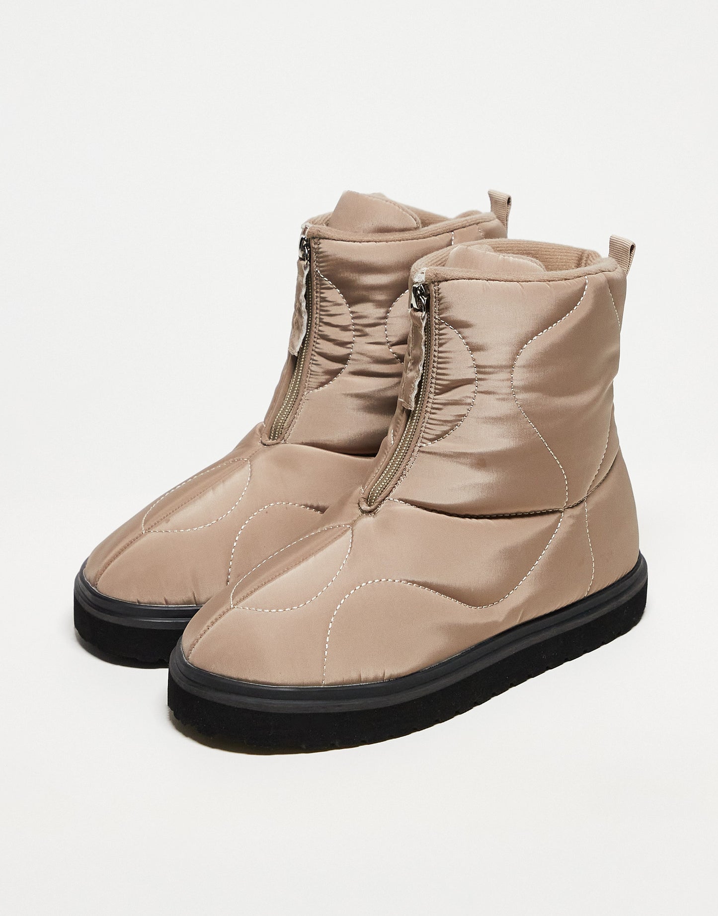 ASOS DESIGN Avenue padded zip front boots in taupe