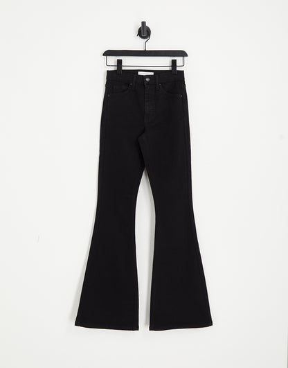 Topshop high rise Jamie flare jeans in black